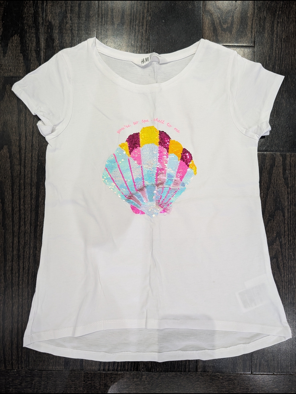 5/$35 H&M Girls Sequin Shell T-Shirt – Size 8–10Y (134/140) – NWOT